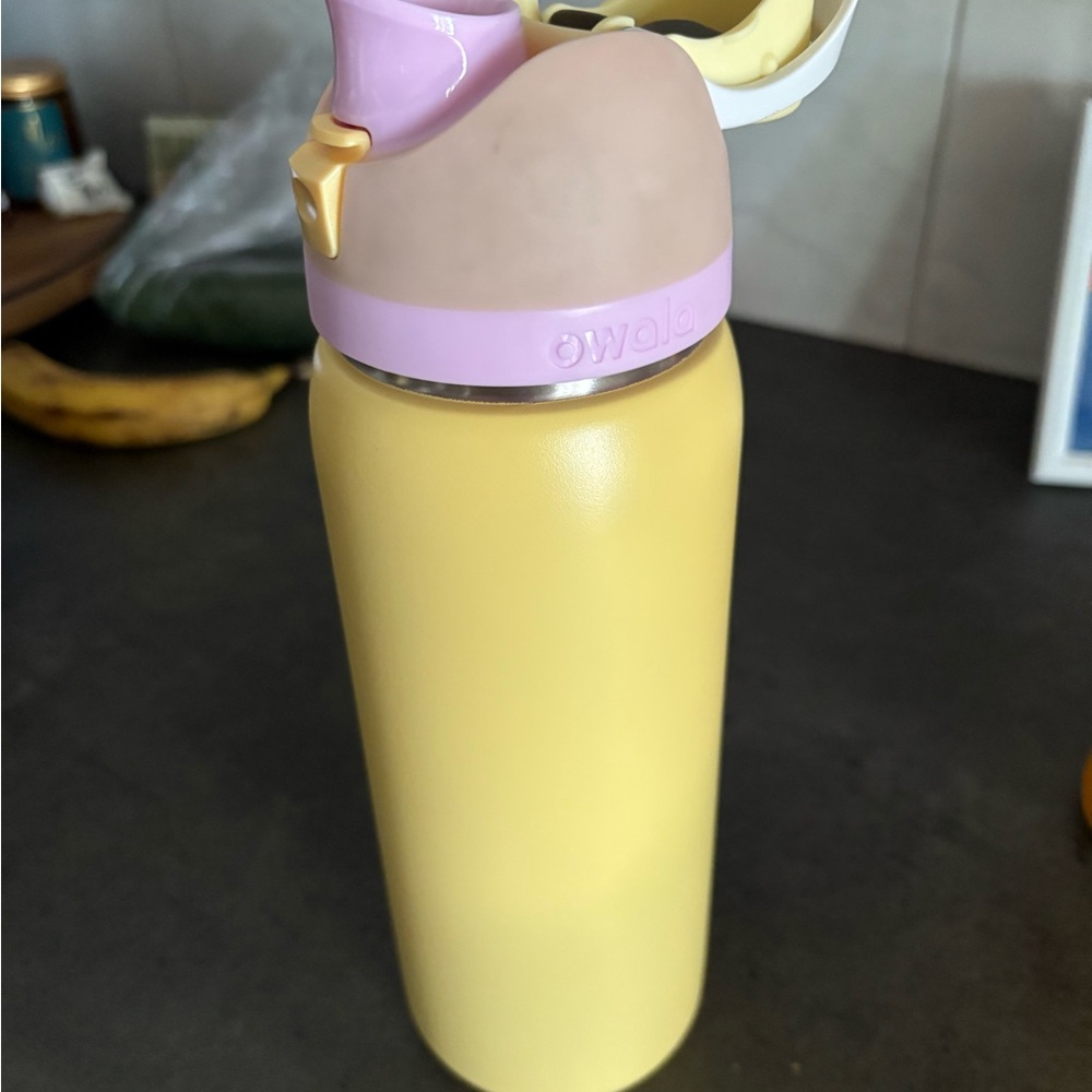 Owala Yellow and Pink Water Bottle 32oz